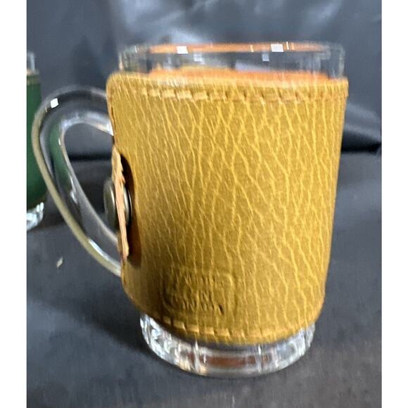 Leather Wrapped Mug Souvenir Shot Glasses - Toothpick Holder - Canada Set Of 4 - Picture 9 of 12